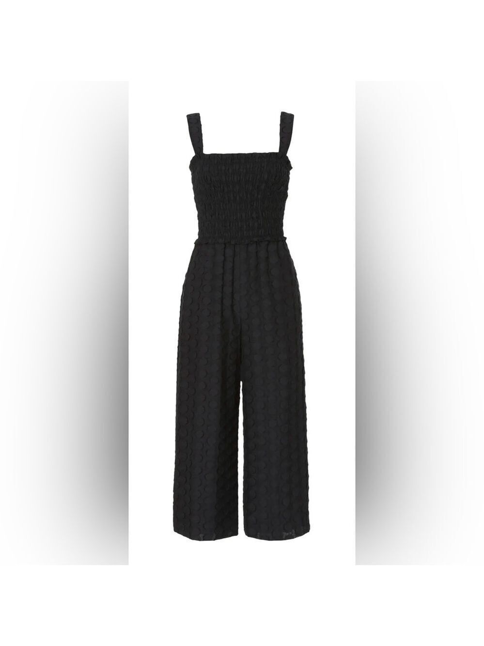 Club Monaco Smocked Jumpsuit Elegant Black Size 8